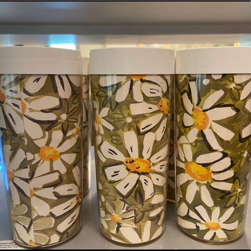 Vintage Thermo Serv Insulated Floral Cups Set of 6